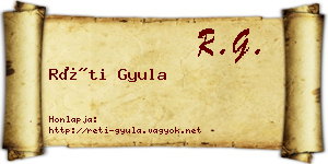 Réti Gyula névjegykártya